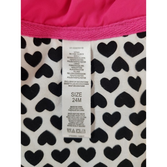 Pink‎ Quilted Swing Coat Double Breasted Heart Buttons Quilted Lined Pockets 24M - Picture 4 of 7